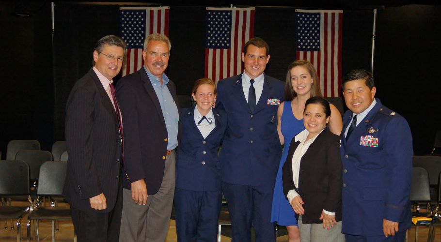 2013 AF Academy bound seniors with NHS Principle, Rey Mayoral, NUSD Board members Tom Cooper and Maria Aguila, and lead instructor, Col. Yamaguchi